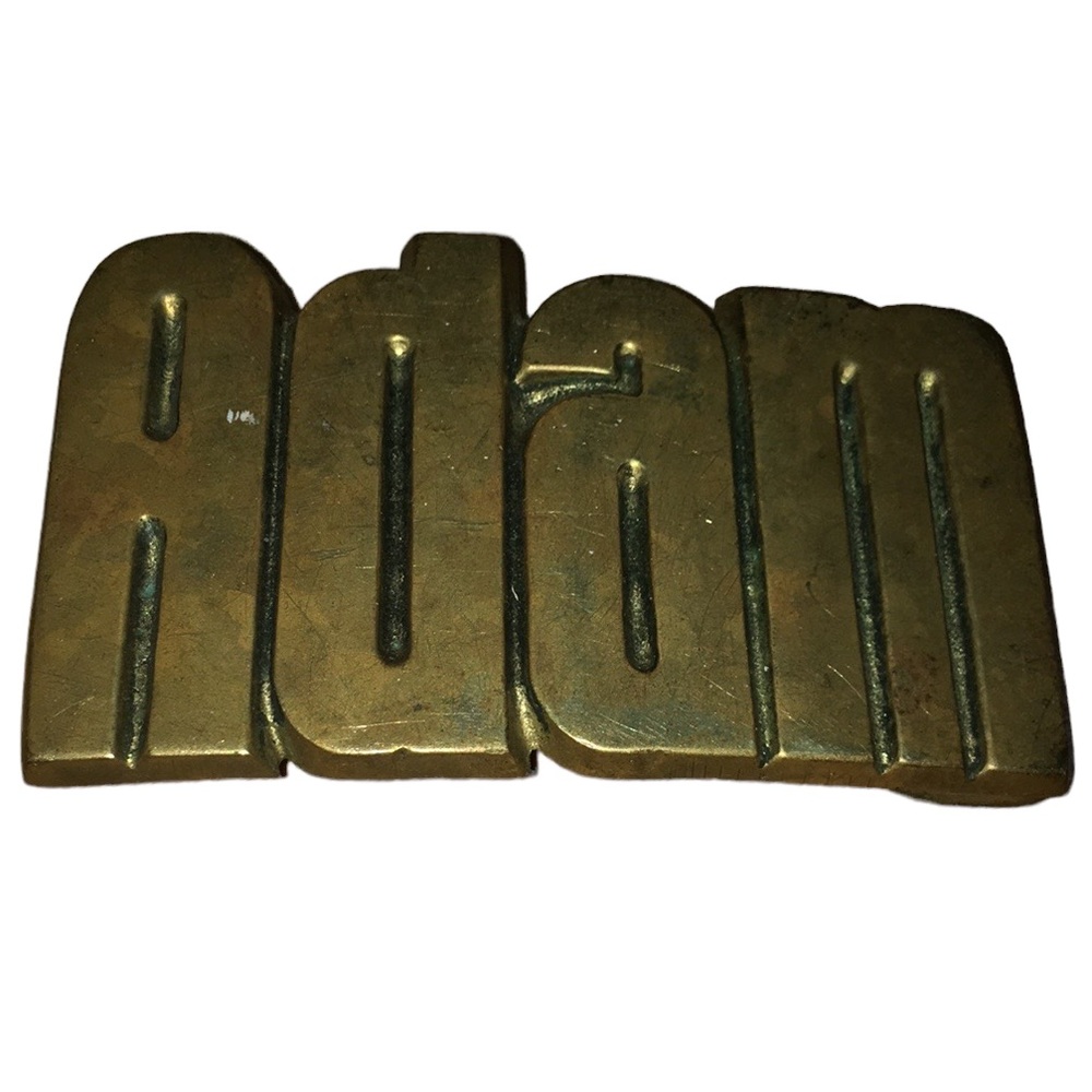 Vtg Solid Brass Belt Buckle
